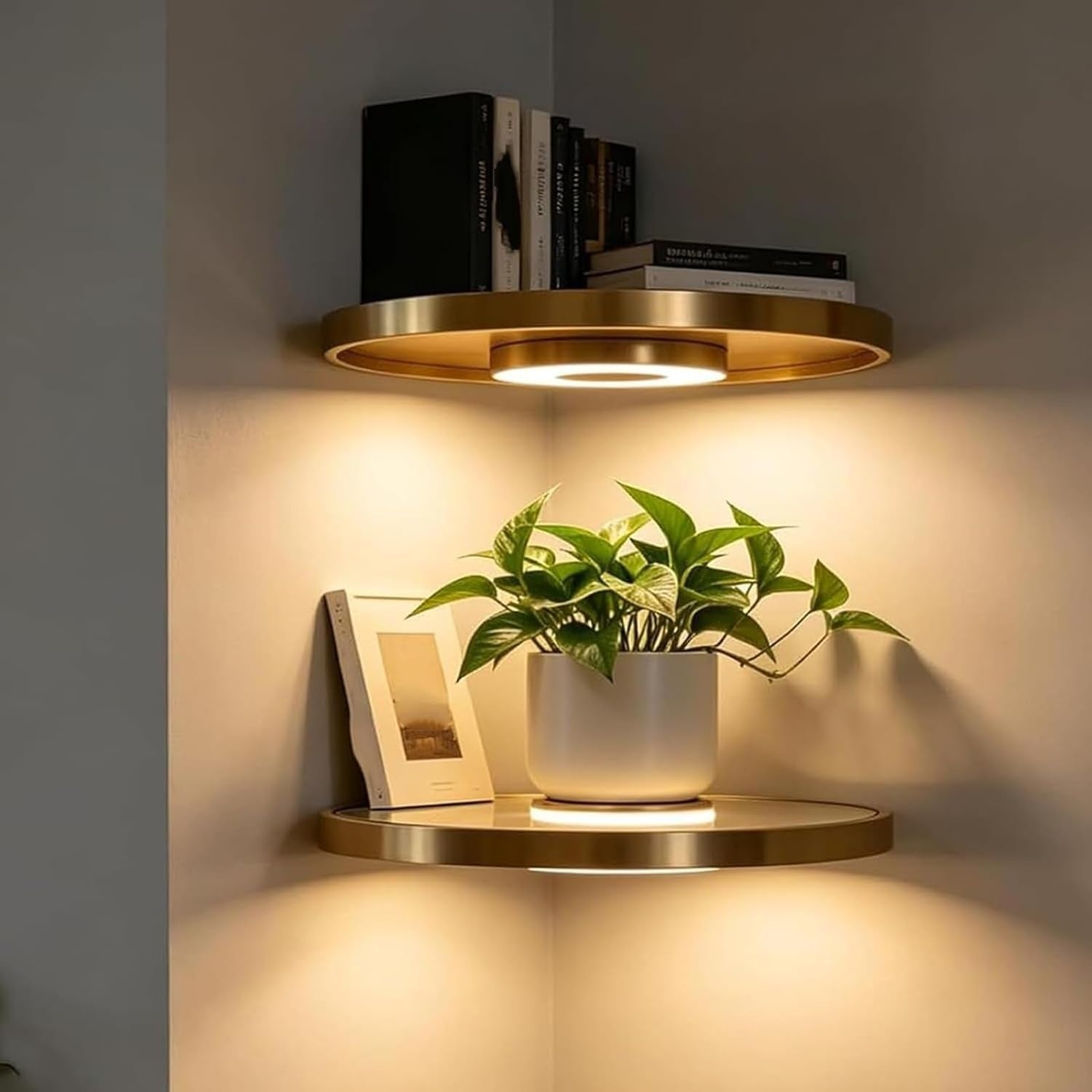 Trådlös LED-Hylla - cordless led shelf warm glow corner