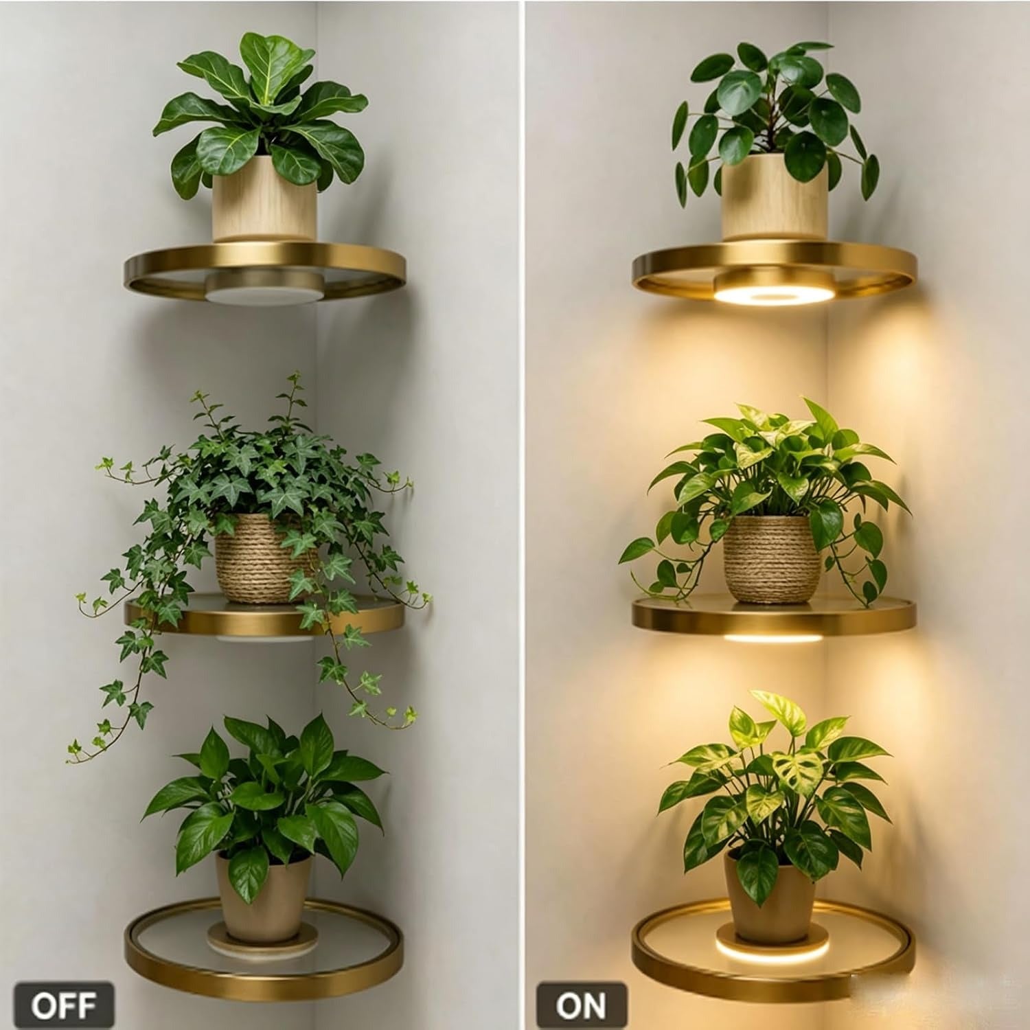 Trådlös LED-Hylla - cordless led shelf light off on